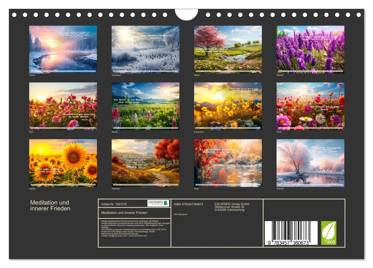 Bild: 9783457380673 | Meditation und innerer Frieden (Wandkalender 2026 DIN A4 quer),...