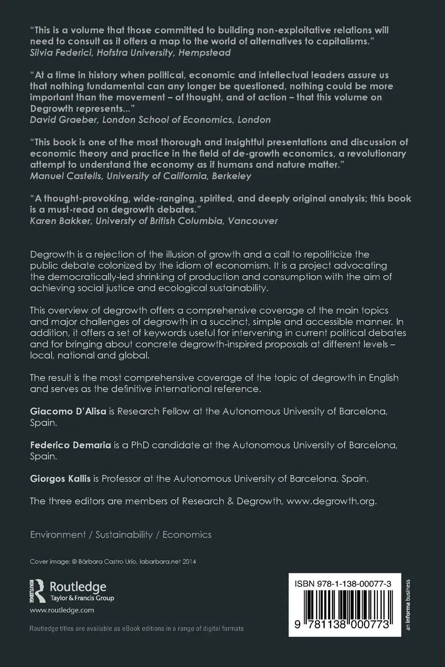 Rückseite: 9781138000773 | Degrowth | A Vocabulary for a New Era | Giacomo D'Alisa (u. a.) | Buch