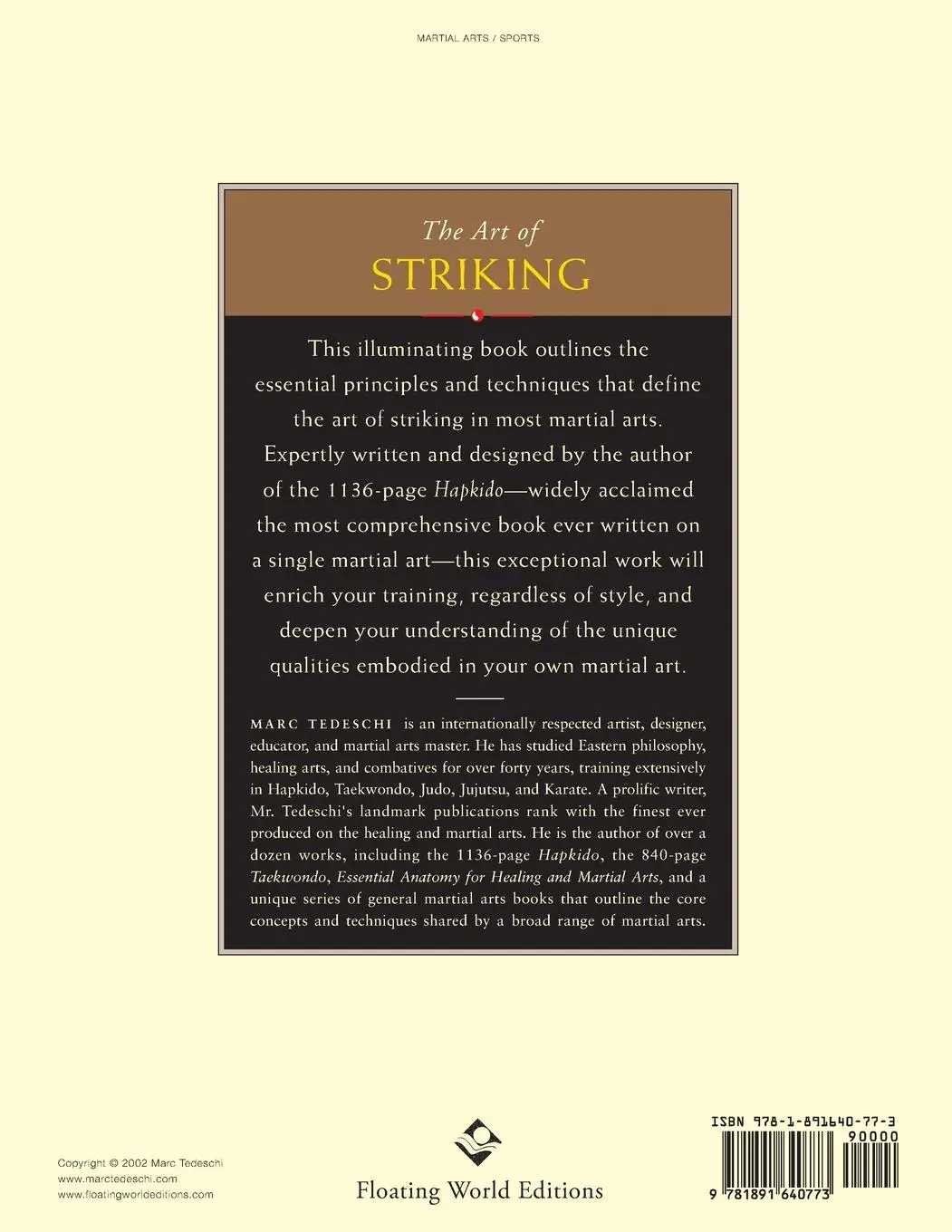 Rückseite: 9781891640773 | The Art of Striking | Principles &amp; Techniques | Marc Tedeschi | Buch
