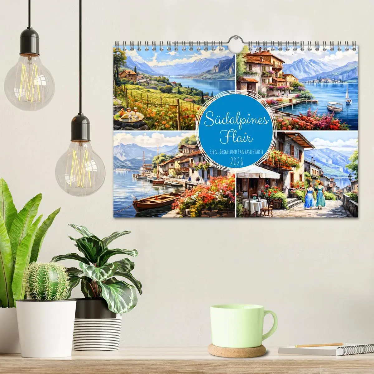 Bild: 9783457370773 | Südalpines Flair - Seen, Berge und Fantasiestädte (Wandkalender...