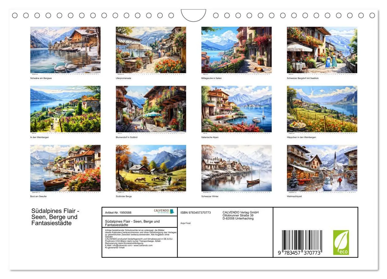 Bild: 9783457370773 | Südalpines Flair - Seen, Berge und Fantasiestädte (Wandkalender...
