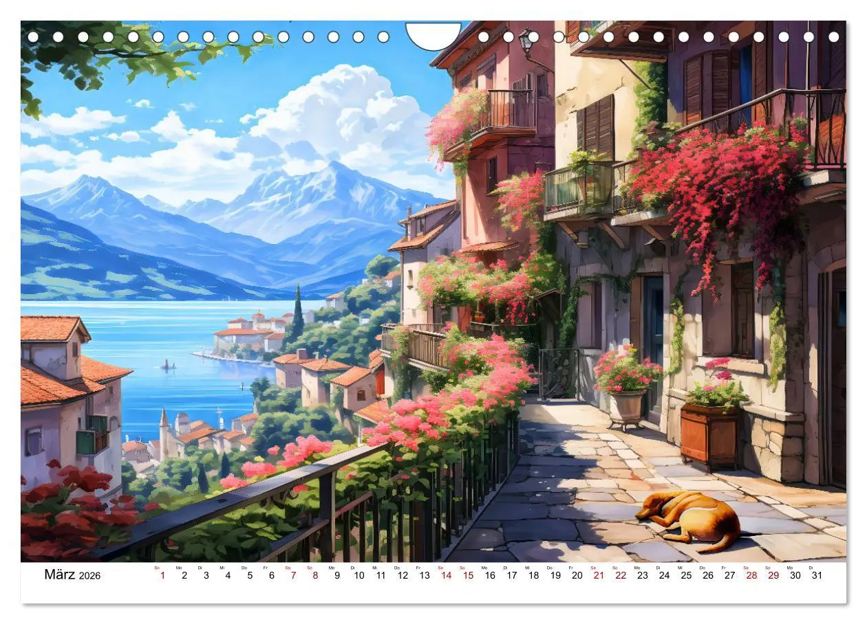 Bild: 9783457370773 | Südalpines Flair - Seen, Berge und Fantasiestädte (Wandkalender...