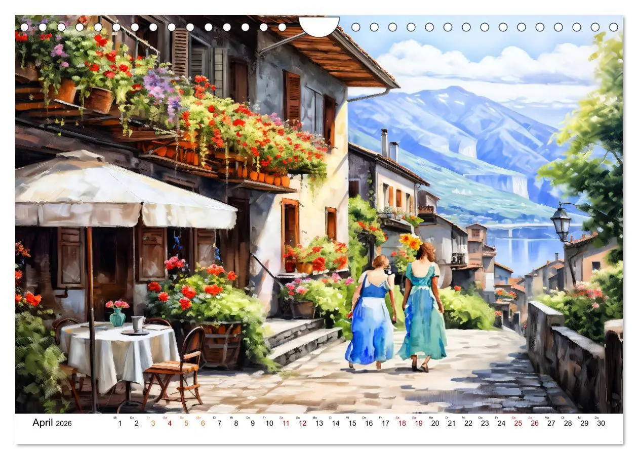 Bild: 9783457370773 | Südalpines Flair - Seen, Berge und Fantasiestädte (Wandkalender...