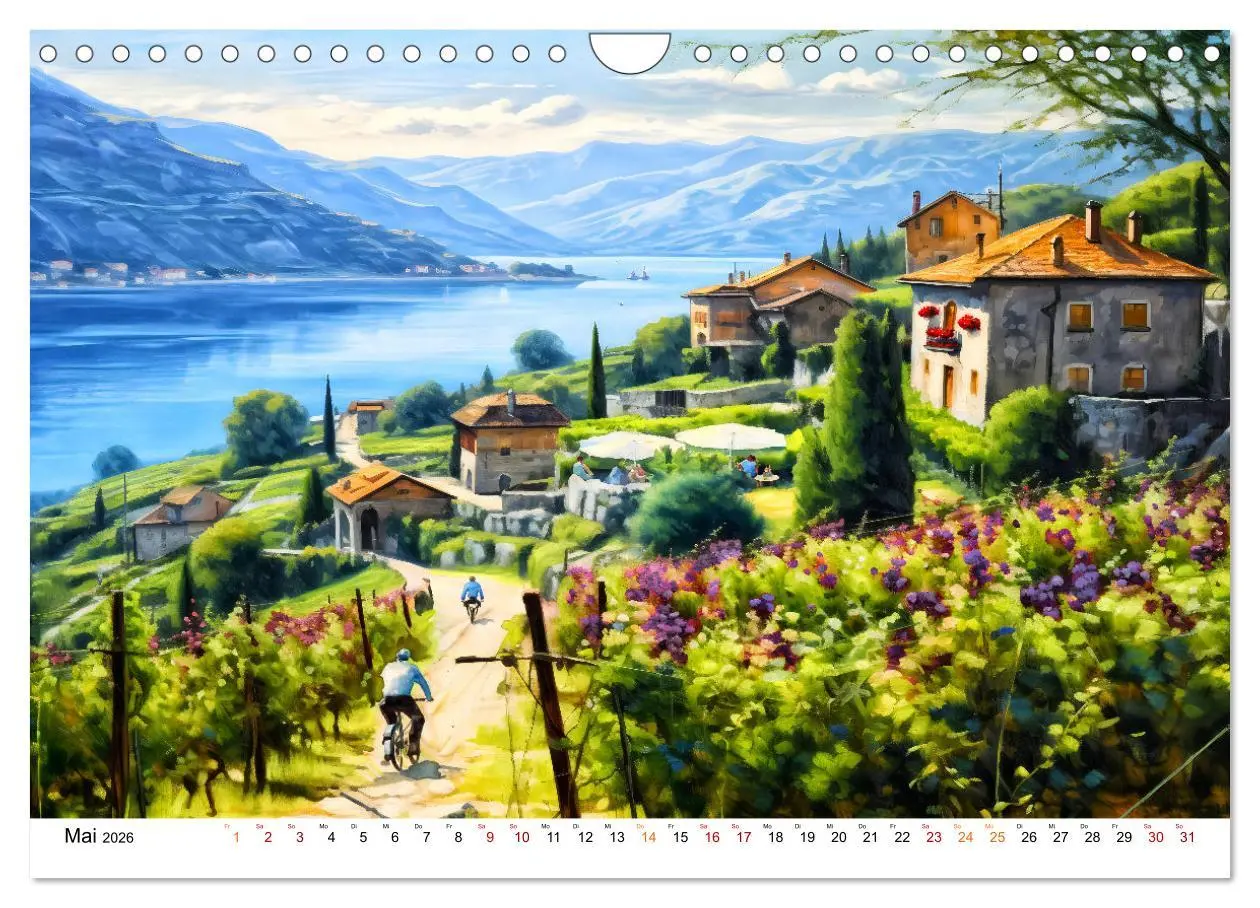 Bild: 9783457370773 | Südalpines Flair - Seen, Berge und Fantasiestädte (Wandkalender...