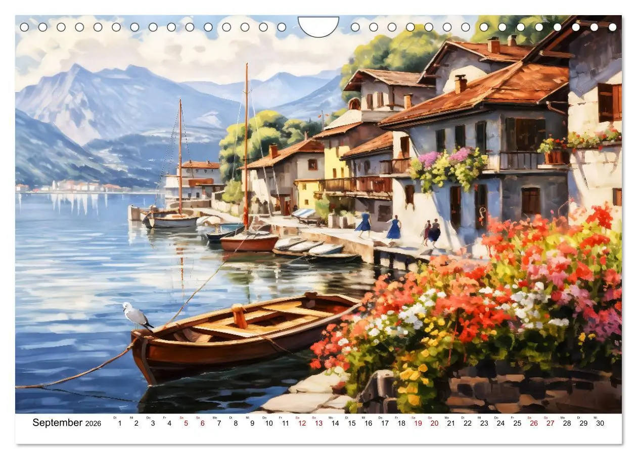 Bild: 9783457370773 | Südalpines Flair - Seen, Berge und Fantasiestädte (Wandkalender...