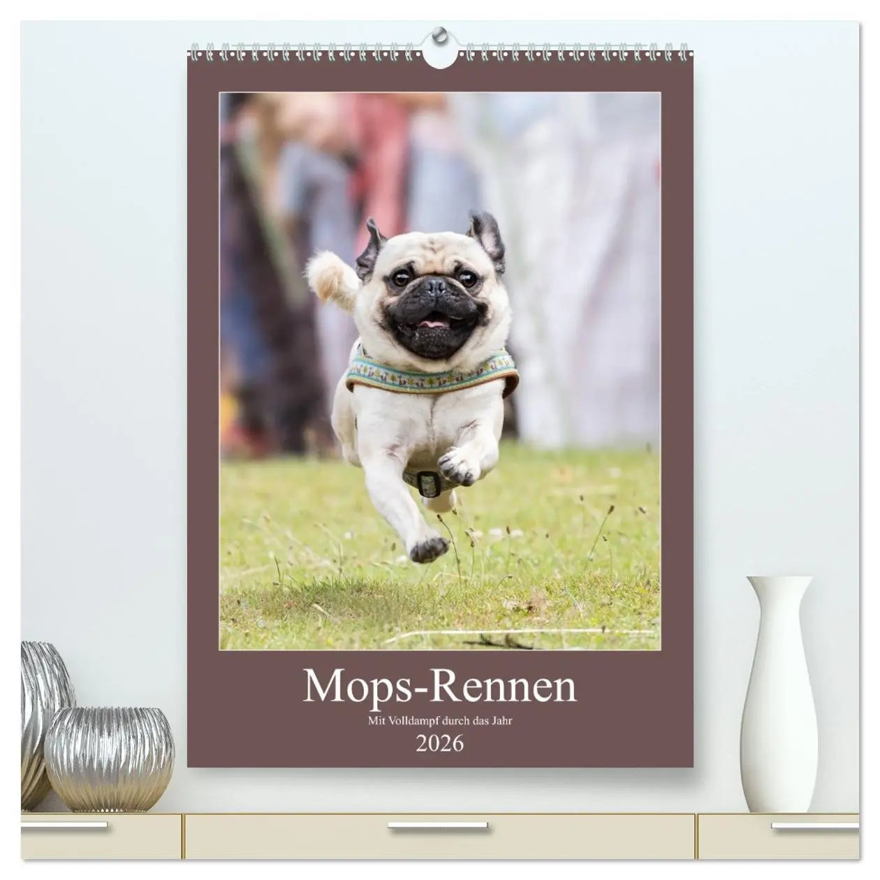 Cover: 9783516390773 | Mops-Rennen (hochwertiger Premium Wandkalender 2026 DIN A2 hoch),...