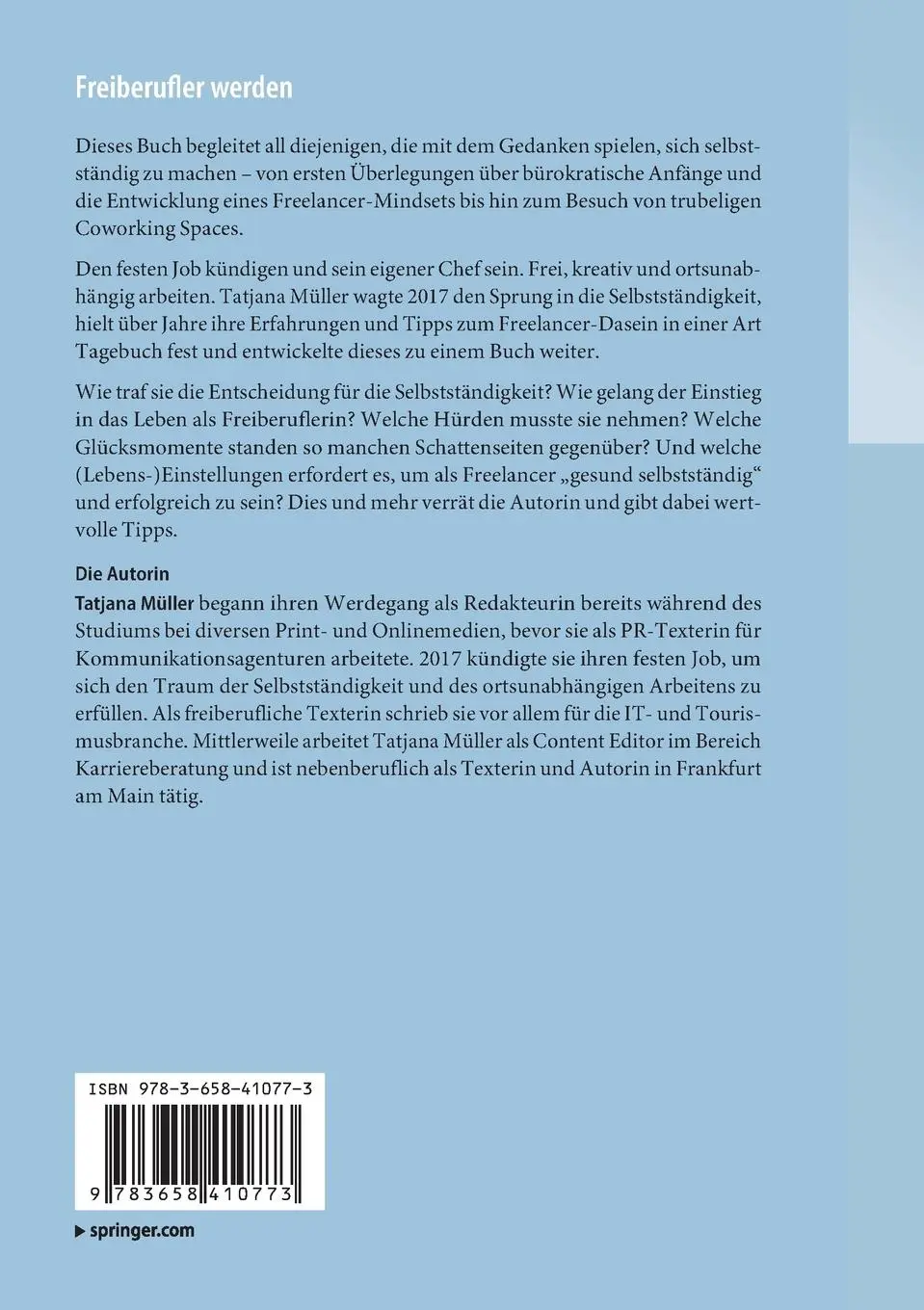 Rückseite: 9783658410773 | Freiberufler werden | Tatjana Müller | Taschenbuch | xviii | Deutsch