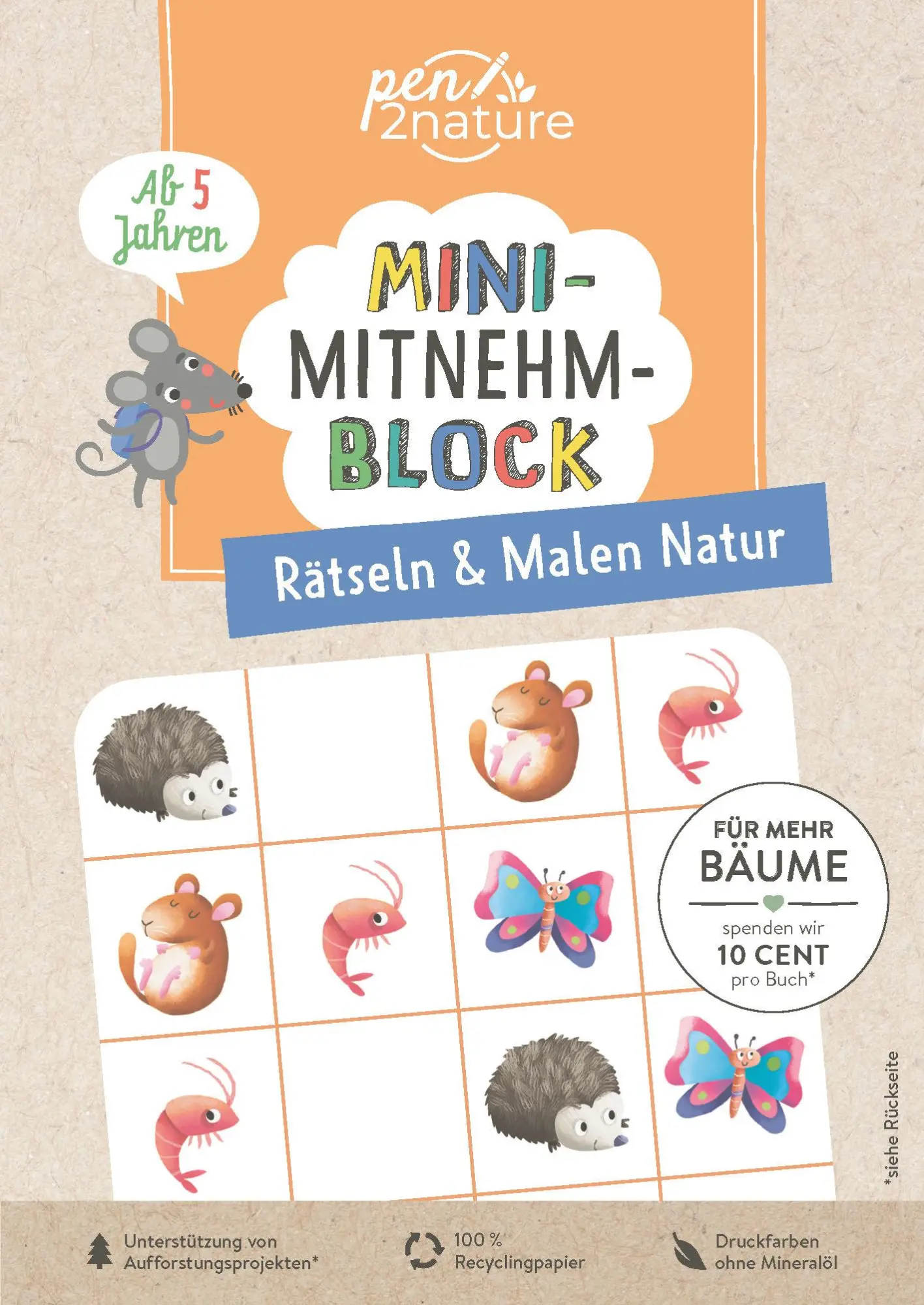 Cover: 9783987640773 | Mini-Mitnehm-Block Rätseln &amp; Malen Natur | Pen2nature | Taschenbuch