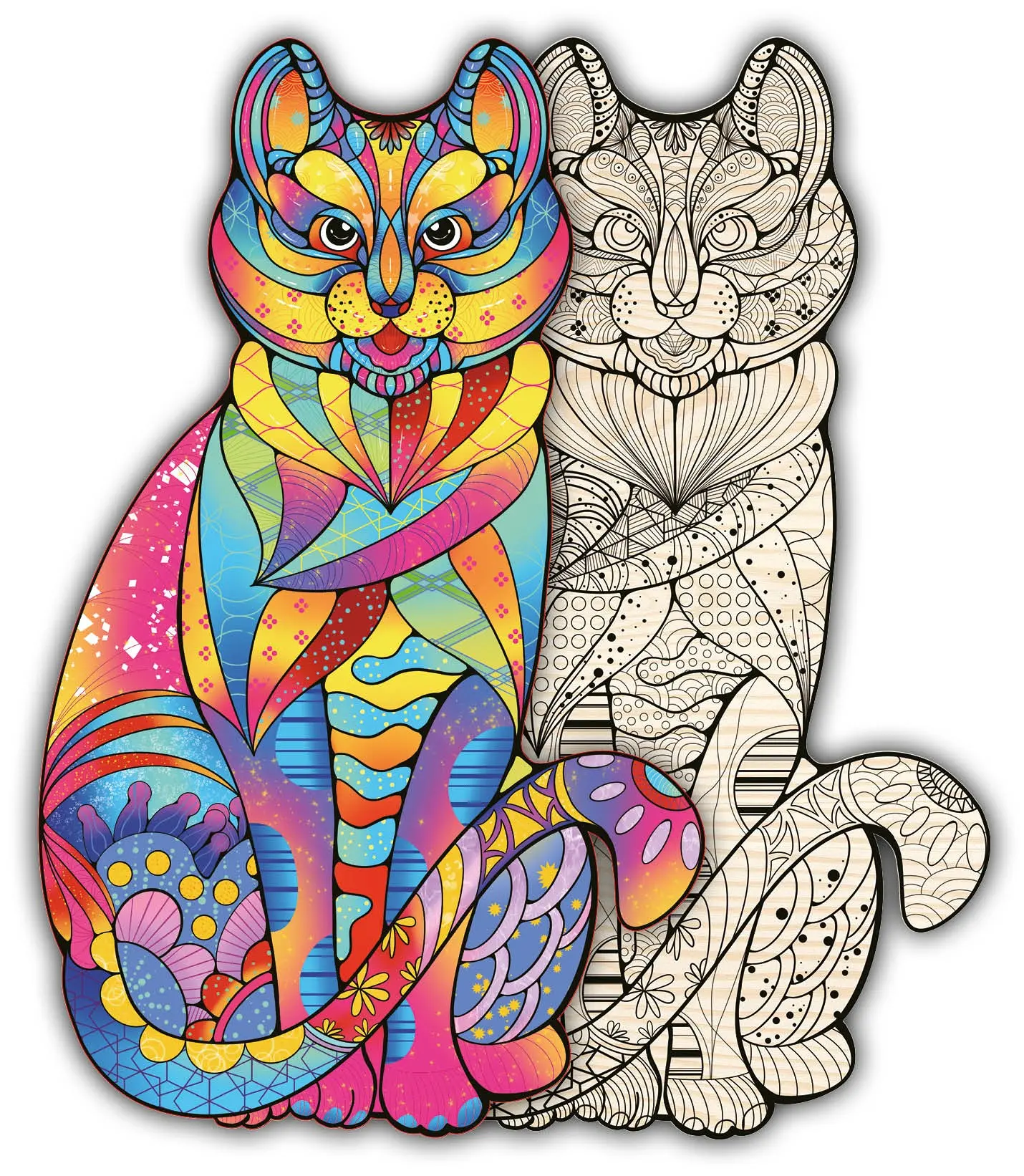 Cover: 4014156090873 | Philos 9087 - Artefakt Holzpuzzle 2 in 1 Katze | Puzzle | Deutsch