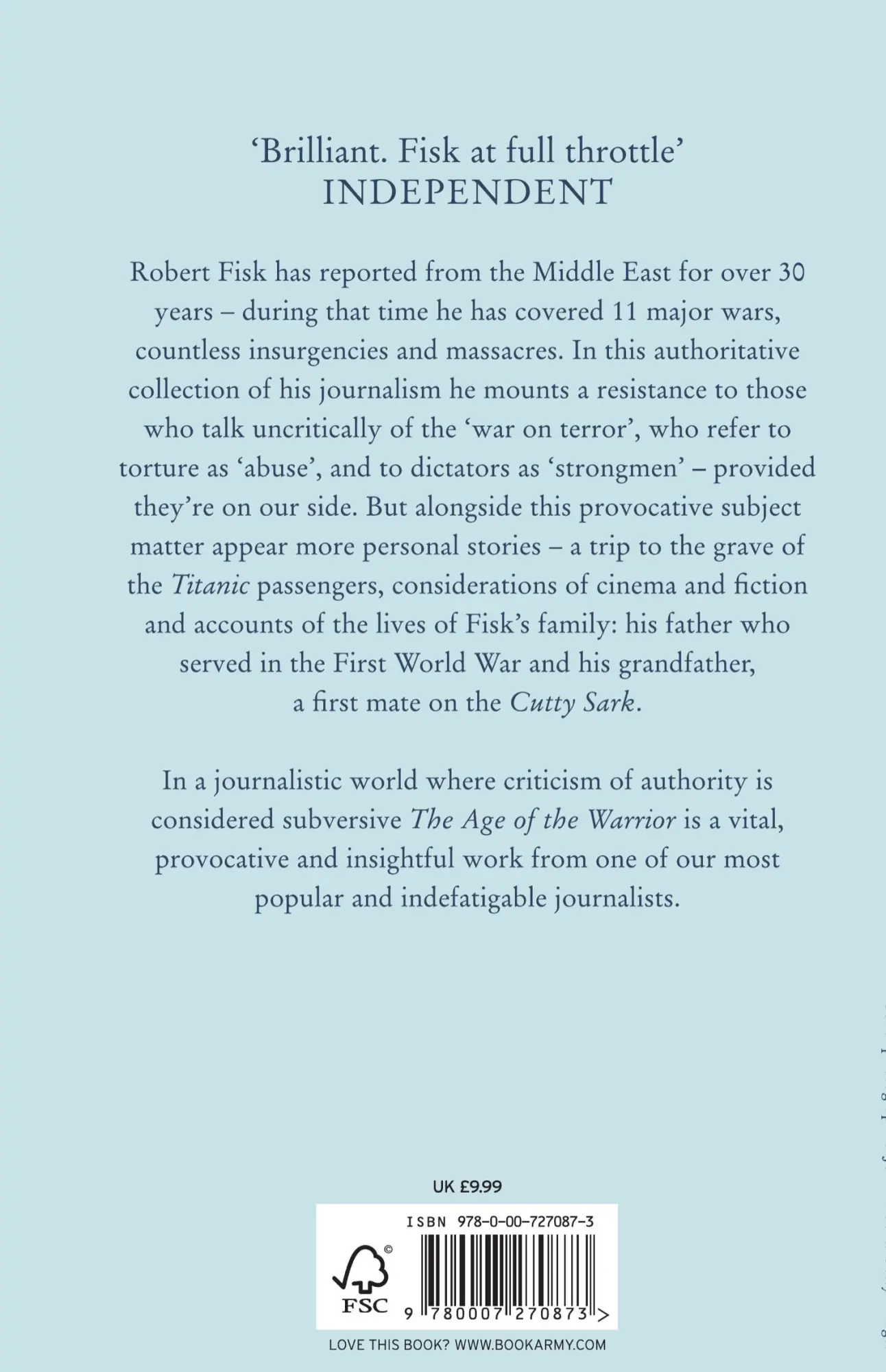 Rückseite: 9780007270873 | The Age of the Warrior | Selected Writings | Robert Fisk | Taschenbuch