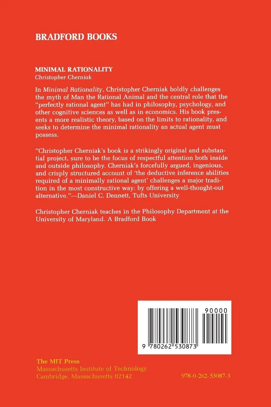 Rückseite: 9780262530873 | Minimal Rationality | Christopher Cherniak | Taschenbuch | Englisch