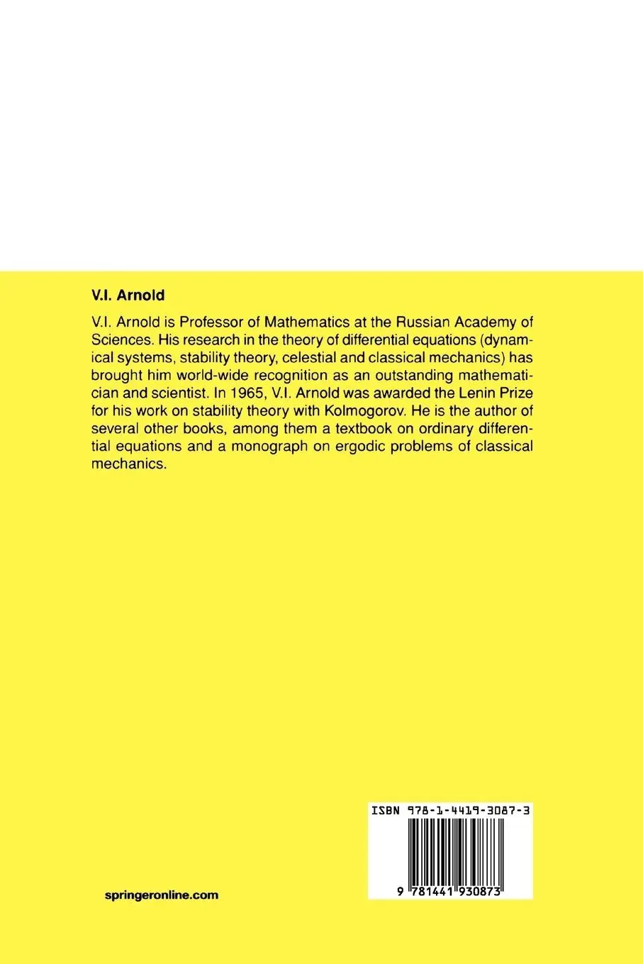 Rückseite: 9781441930873 | Mathematical Methods of Classical Mechanics | V. I. Arnol'd | Buch