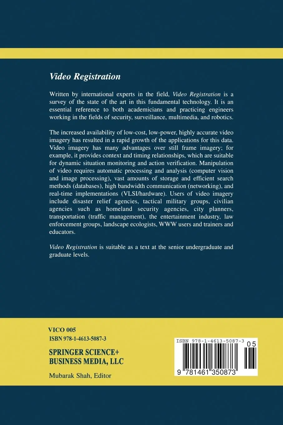 Rückseite: 9781461350873 | Video Registration | Rakesh Kumar (u. a.) | Taschenbuch | xiv | 2012