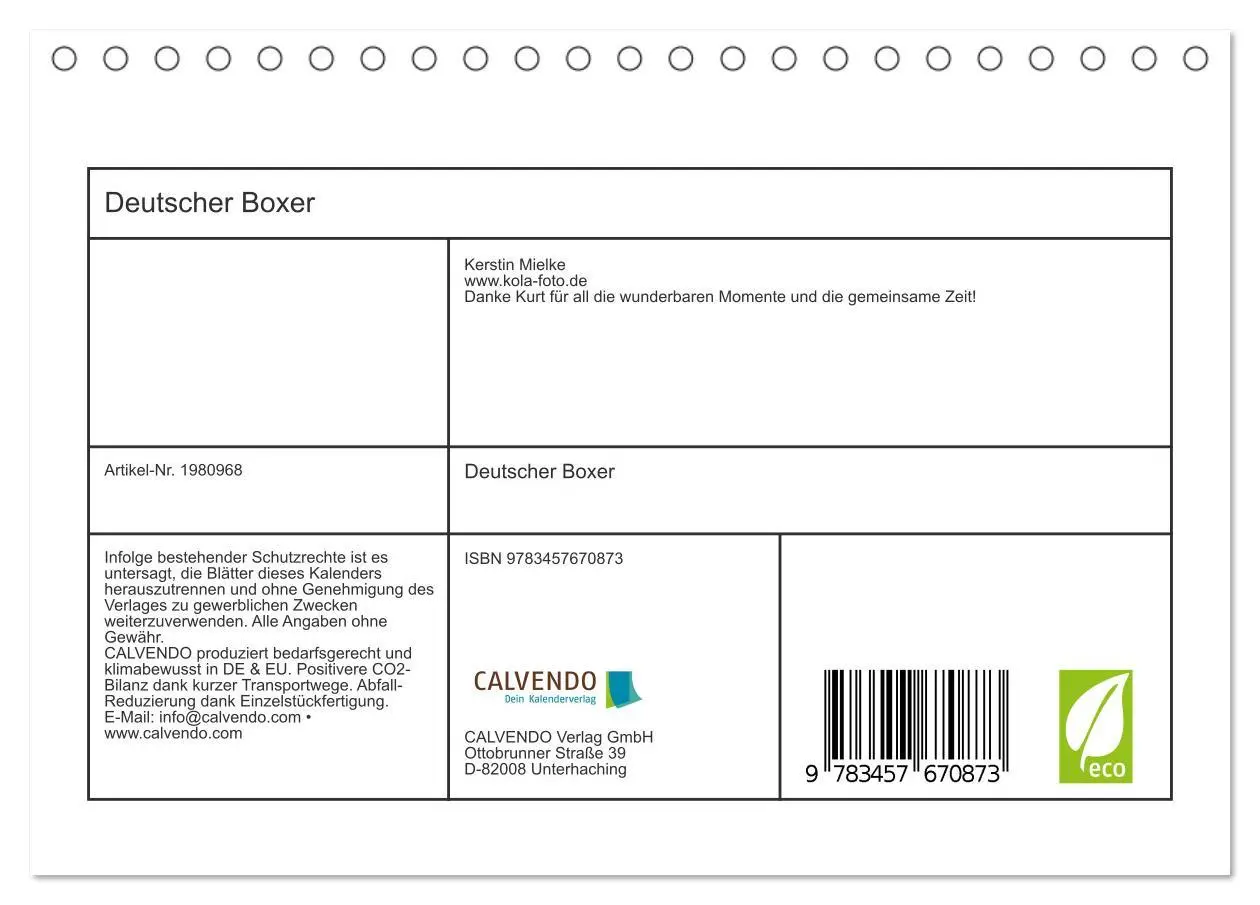 Bild: 9783457670873 | Deutscher Boxer (Tischkalender 2026 DIN A5 quer), CALVENDO...