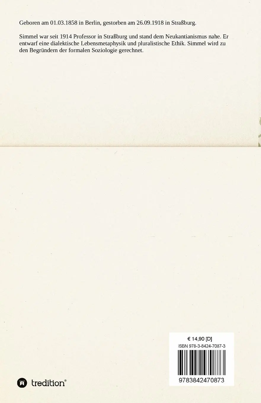 Rückseite: 9783842470873 | Schopenhauer und Nietzsche | Georg Simmel | Taschenbuch | 236 S.