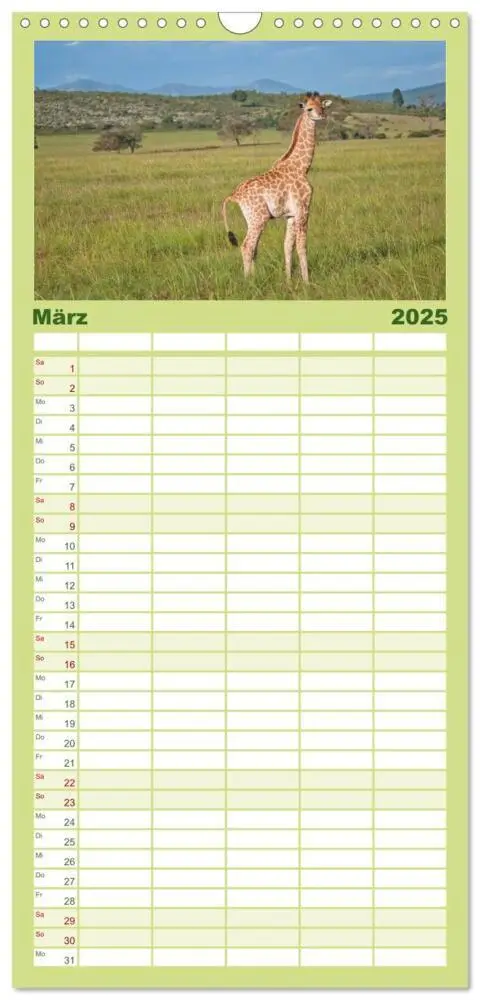 Bild: 9783457110973 | Familienplaner 2025 - Tierische Glücksmomente mit 5 Spalten...