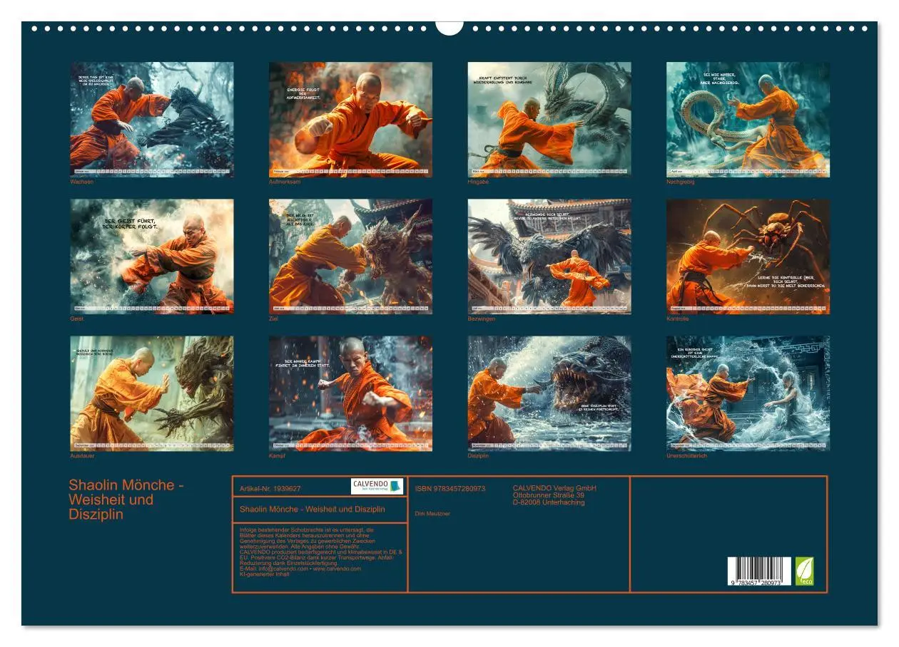 Bild: 9783457280973 | Shaolin Mönche - Weisheit und Disziplin (Wandkalender 2026 DIN A2...