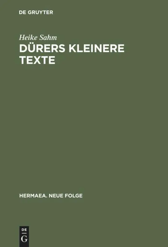 Cover: 9783484150973 | Dürers kleinere Texte | Konventionen als Spielraum für Individualität