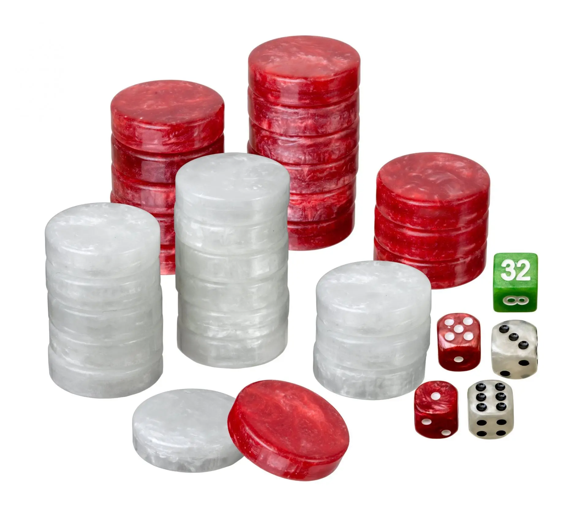 Cover: 4014156041073 | Philos 4107 - Backgammon Spielsteine+Würfel, groß, rot/weiß, 34 x...