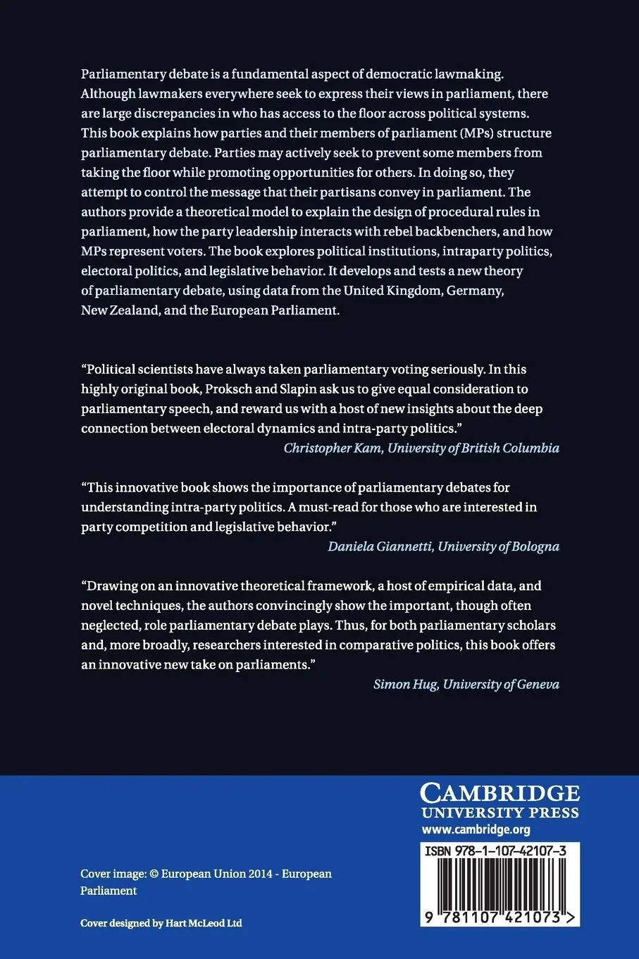 Rückseite: 9781107421073 | The Politics of Parliamentary Debate | Sven-Oliver Proksch (u. a.)