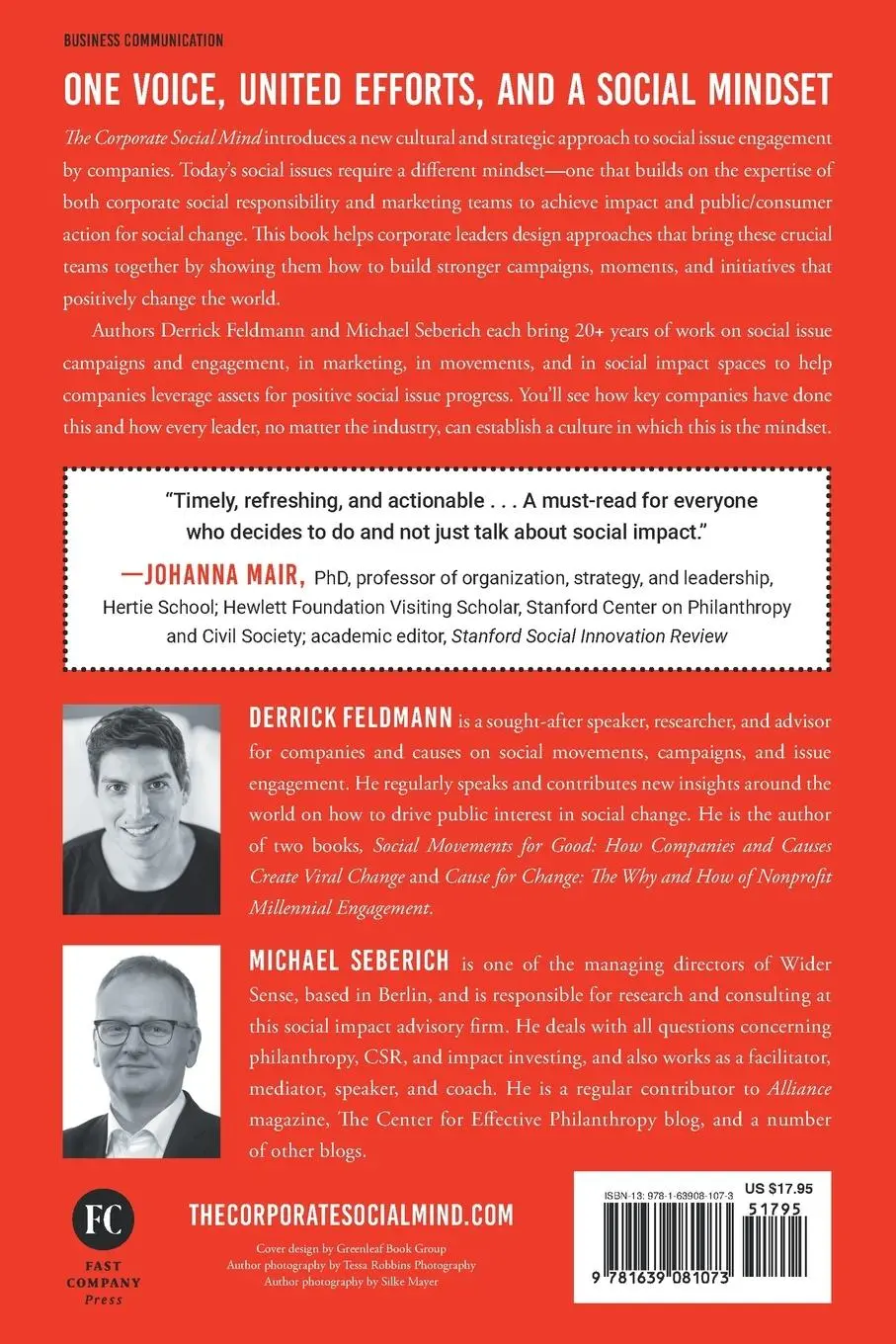 Rückseite: 9781639081073 | The Corporate Social Mind | Derrick Feldmann (u. a.) | Taschenbuch