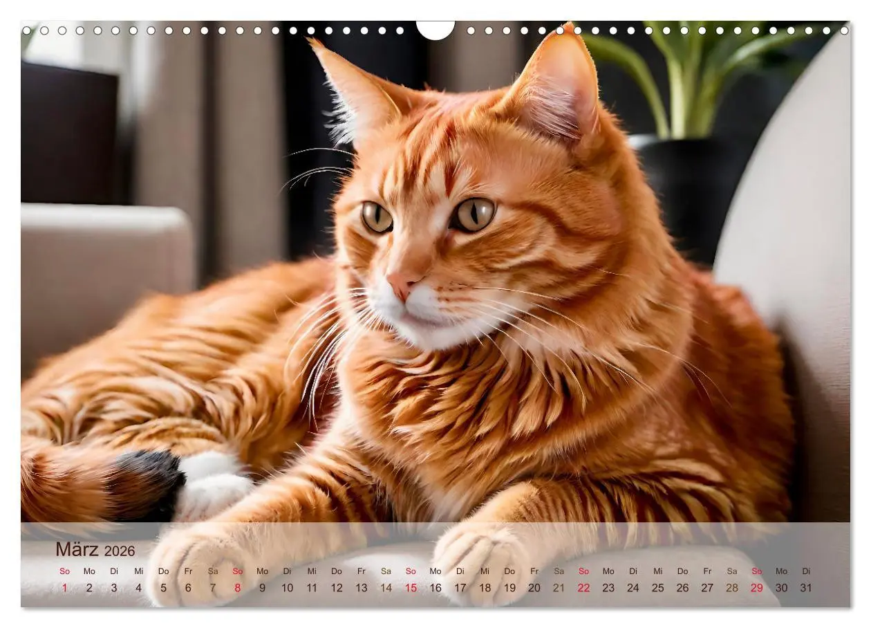 Bild: 9783457861073 | Rote Katzen (Wandkalender 2026 DIN A3 quer), CALVENDO Monatskalender