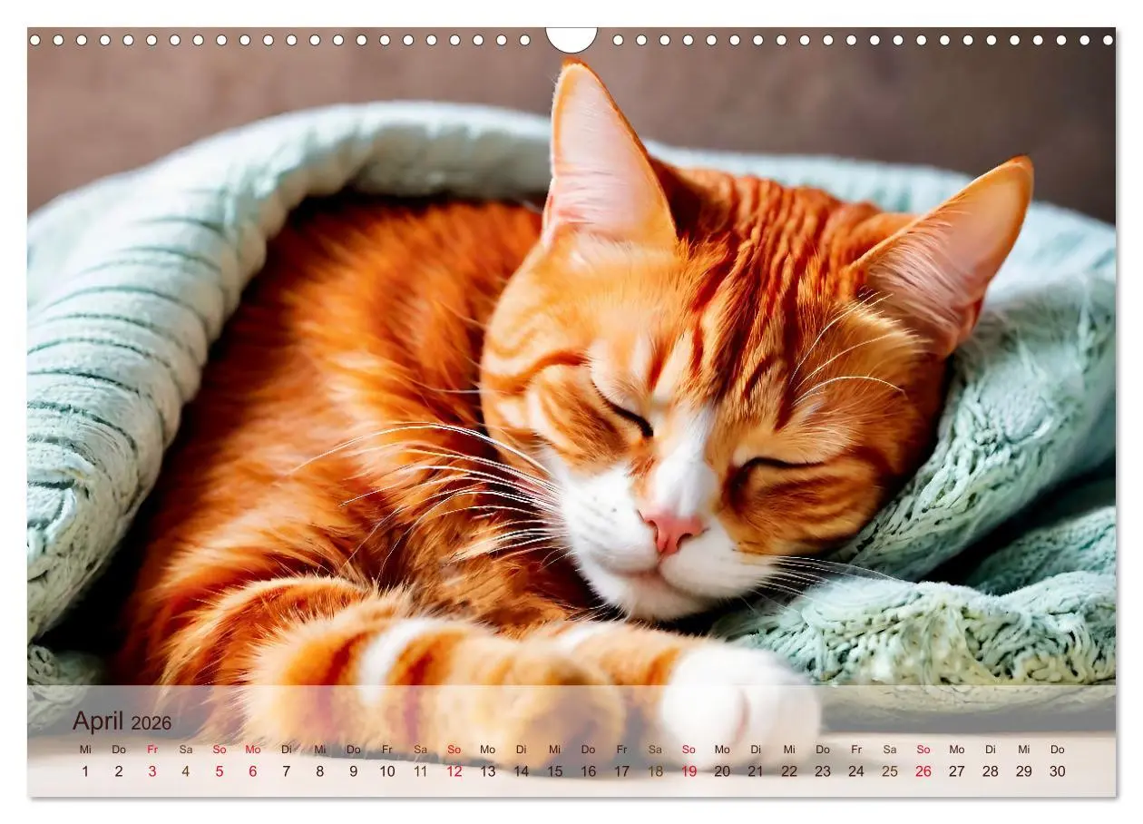 Bild: 9783457861073 | Rote Katzen (Wandkalender 2026 DIN A3 quer), CALVENDO Monatskalender