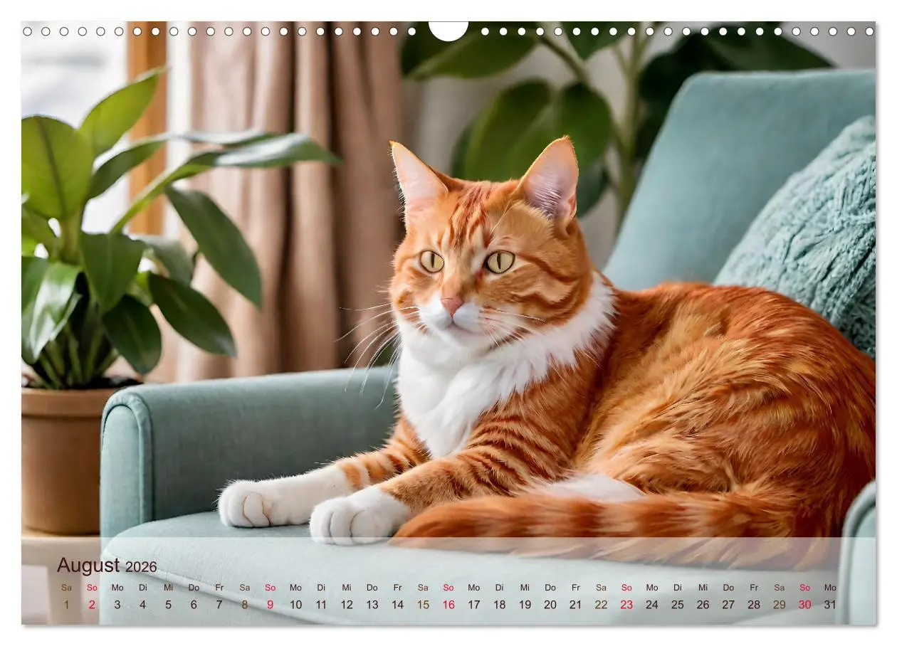 Bild: 9783457861073 | Rote Katzen (Wandkalender 2026 DIN A3 quer), CALVENDO Monatskalender