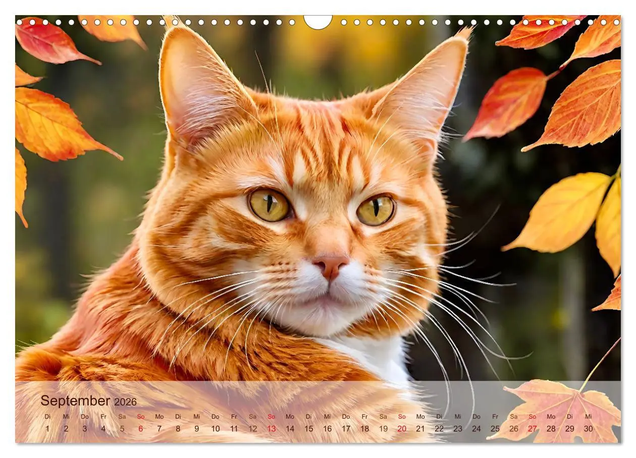Bild: 9783457861073 | Rote Katzen (Wandkalender 2026 DIN A3 quer), CALVENDO Monatskalender
