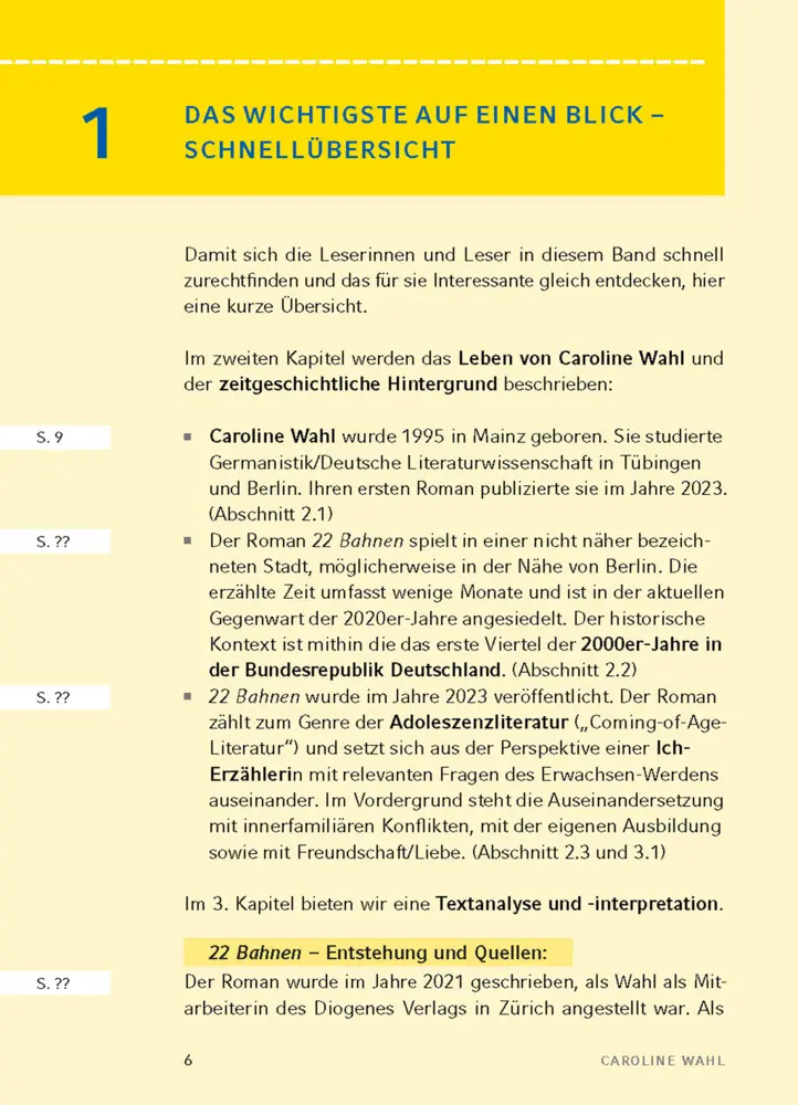 Bild: 9783804421073 | 22 Bahnen von Caroline Wahl - Textanalyse und Interpretation | Wahl