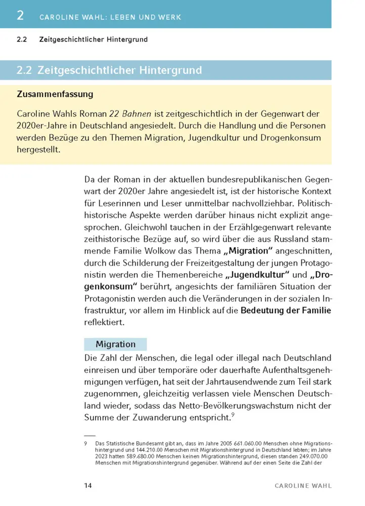 Bild: 9783804421073 | 22 Bahnen von Caroline Wahl - Textanalyse und Interpretation | Wahl