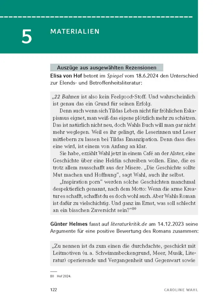 Bild: 9783804421073 | 22 Bahnen von Caroline Wahl - Textanalyse und Interpretation | Wahl