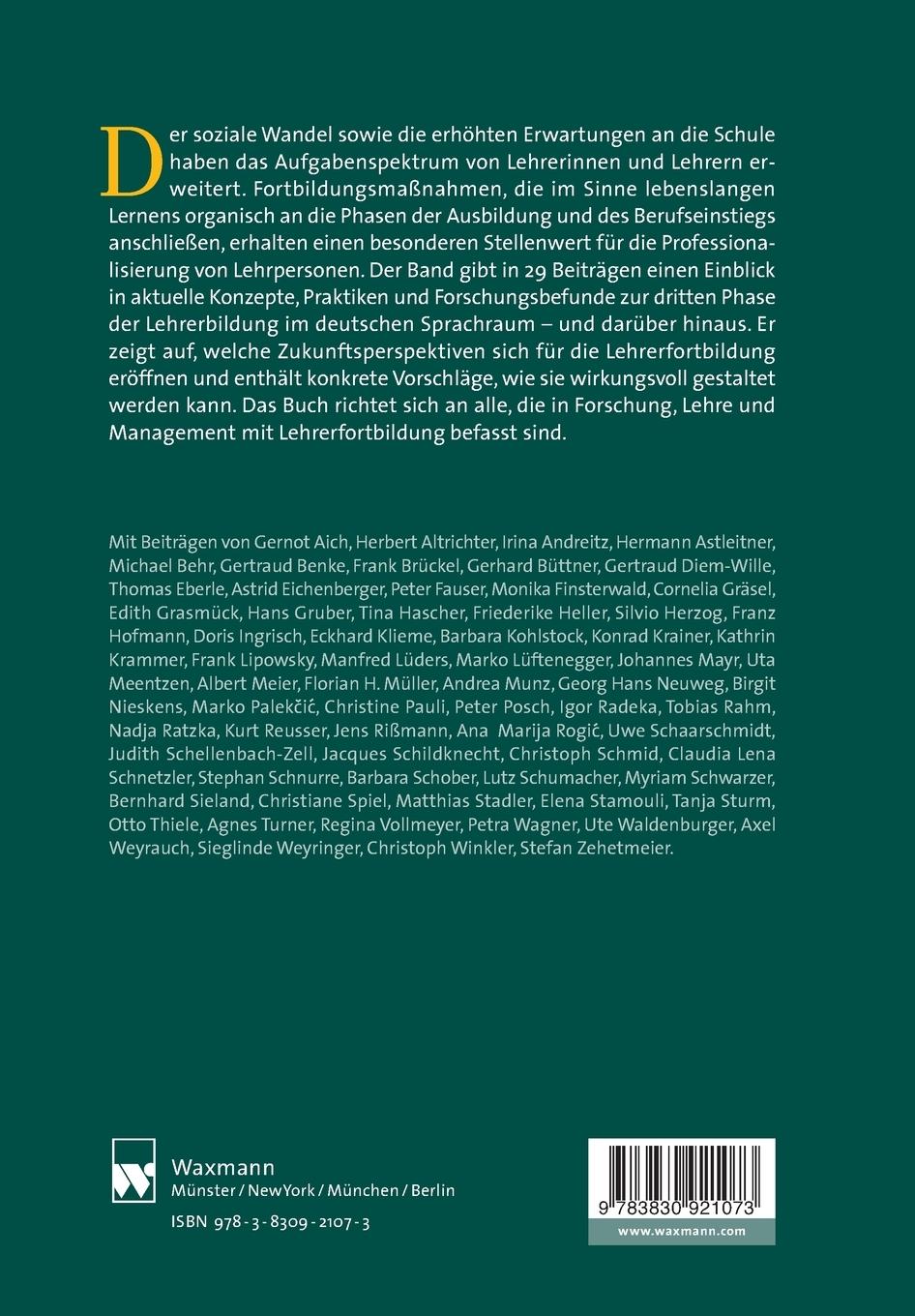 Rückseite: 9783830921073 | Lehrerinnen und Lehrer lernen | Florian H. Müller (u. a.) | Buch