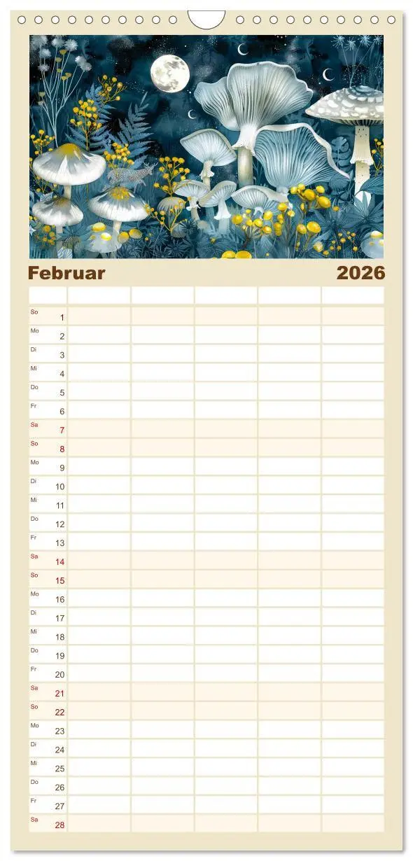 Bild: 9783516491173 | Familienplaner 2026 - Zauberwelt der Pilze - Fantasievolle Pilze im...
