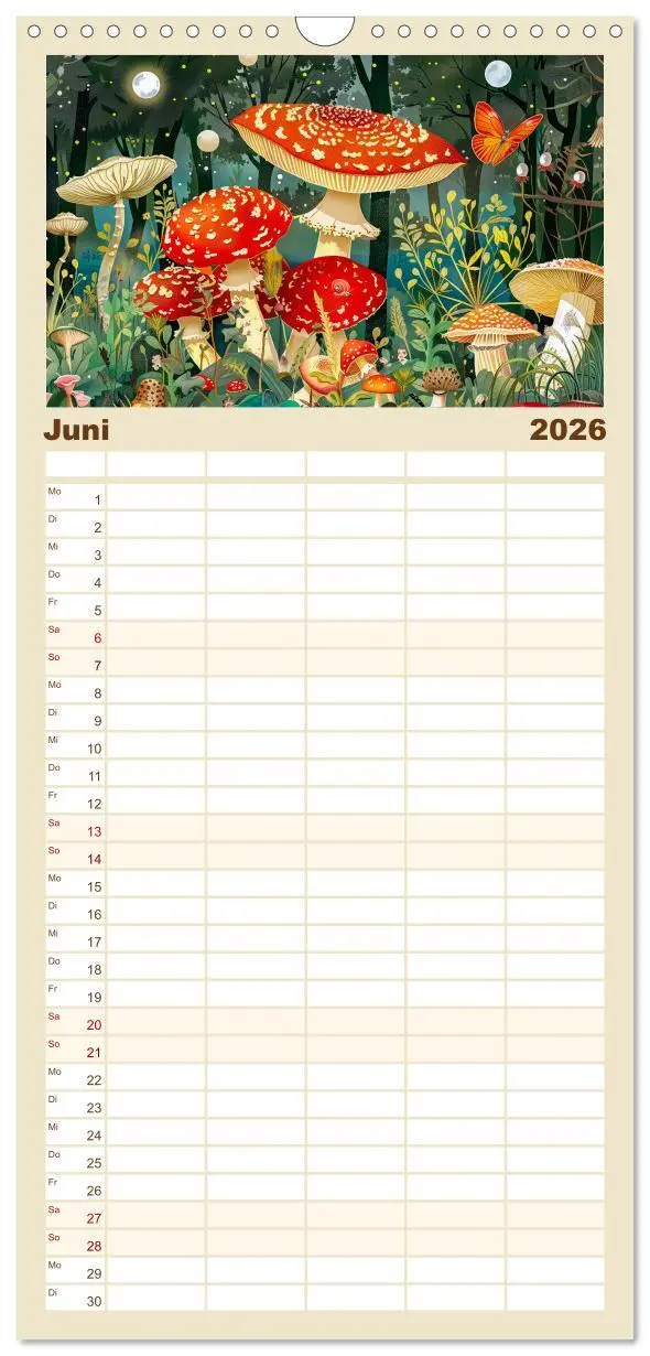 Bild: 9783516491173 | Familienplaner 2026 - Zauberwelt der Pilze - Fantasievolle Pilze im...
