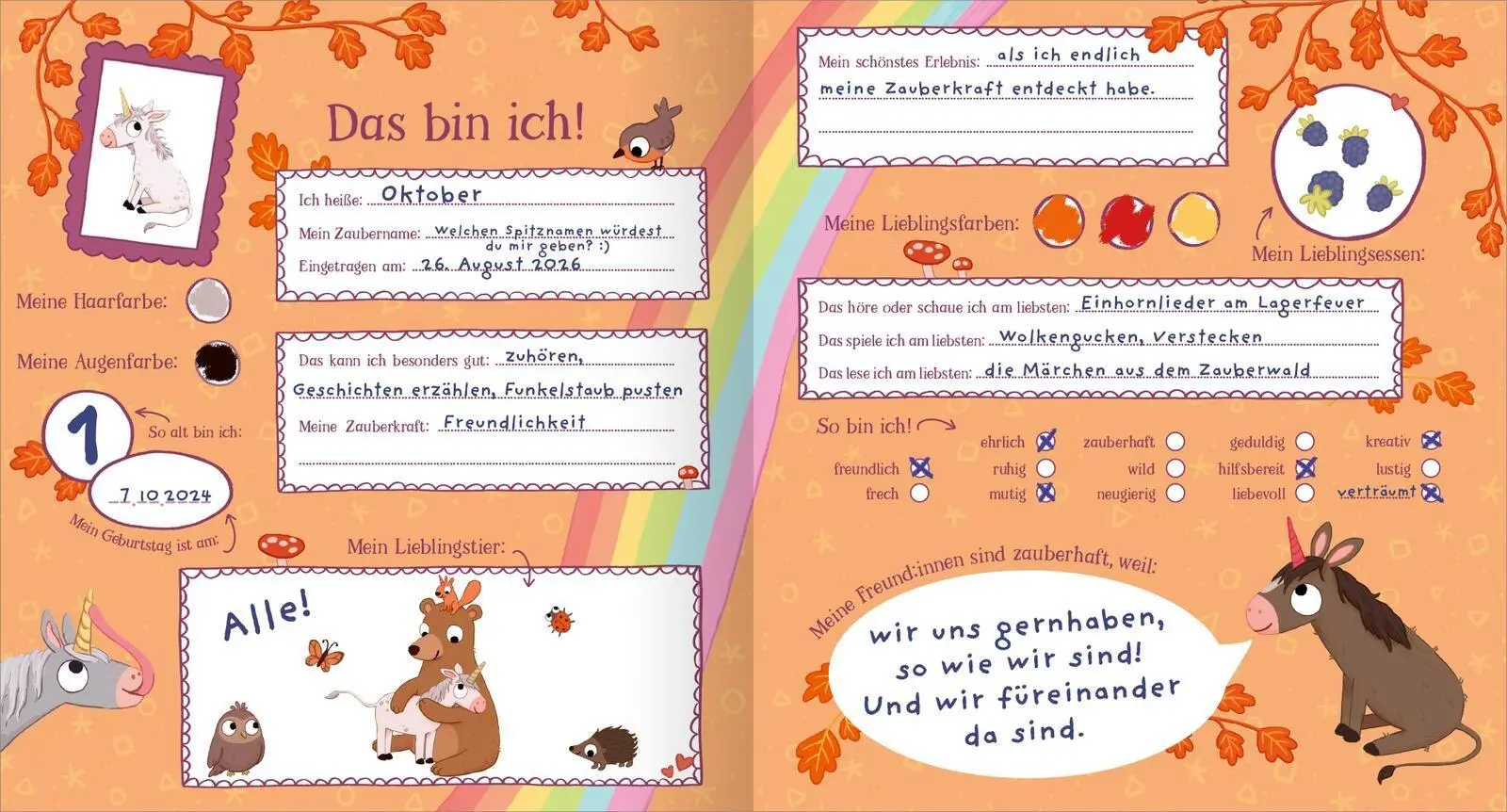 Bild: 4014489141273 | Ein Einhorn namens Oktober - Meine Freunde | Maria Höck | Buch | 64 S.
