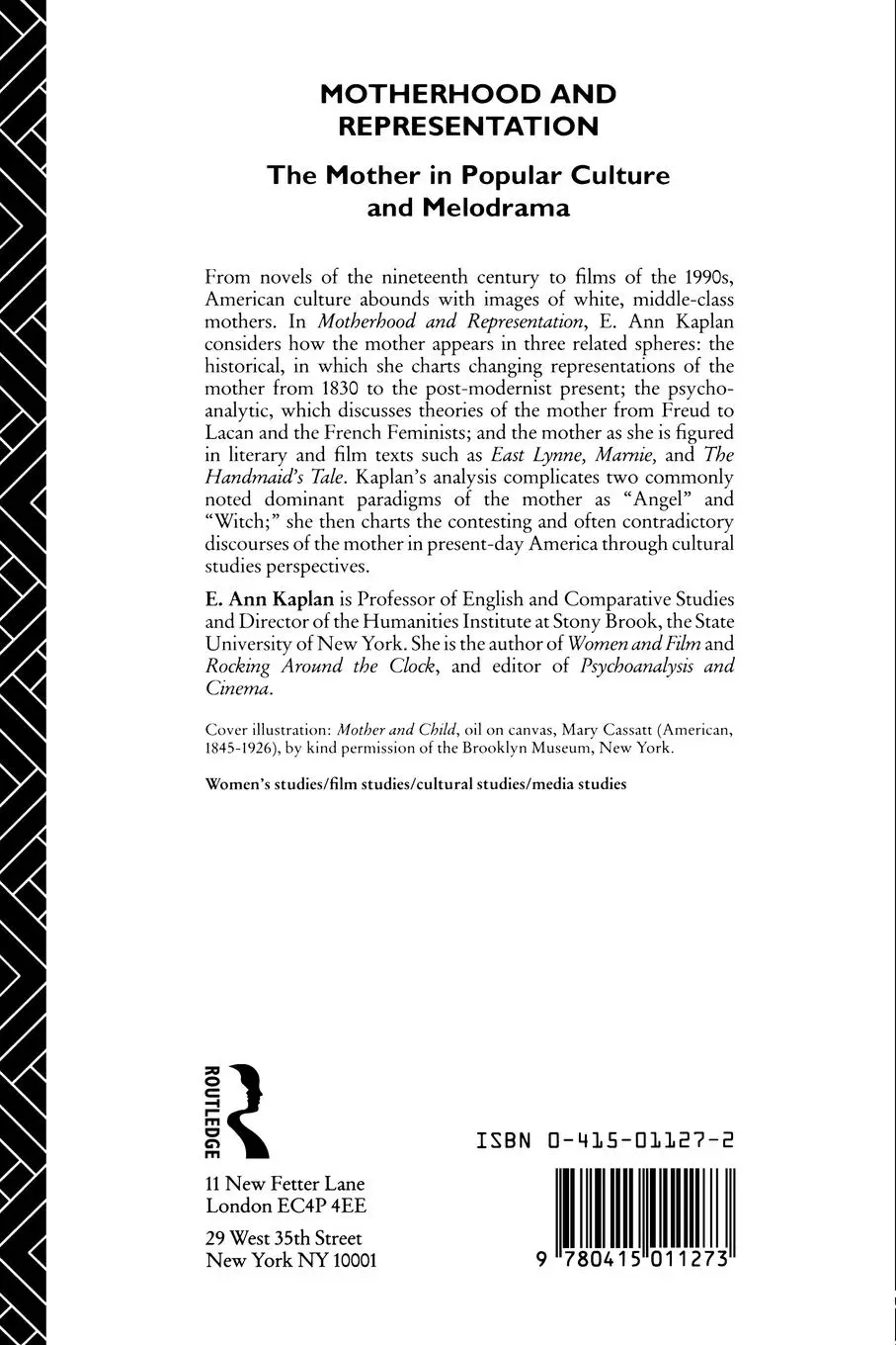 Rückseite: 9780415011273 | Motherhood and Representation | E. Ann Kaplan | Taschenbuch | Englisch