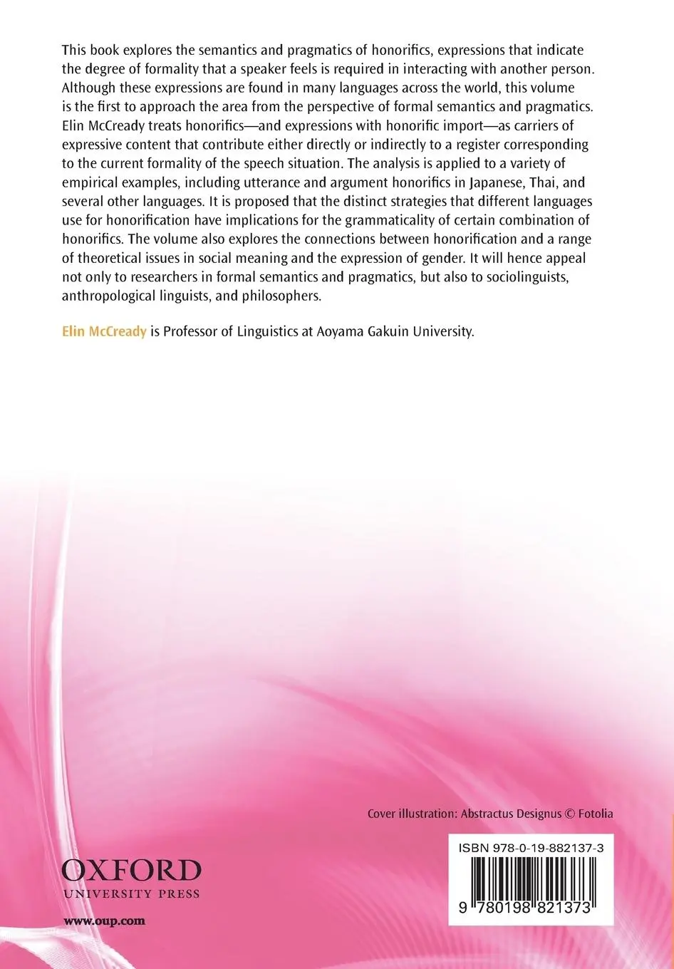 Rückseite: 9780198821373 | Semantics and Pragmatics of Honorification | Elin McCready | Buch