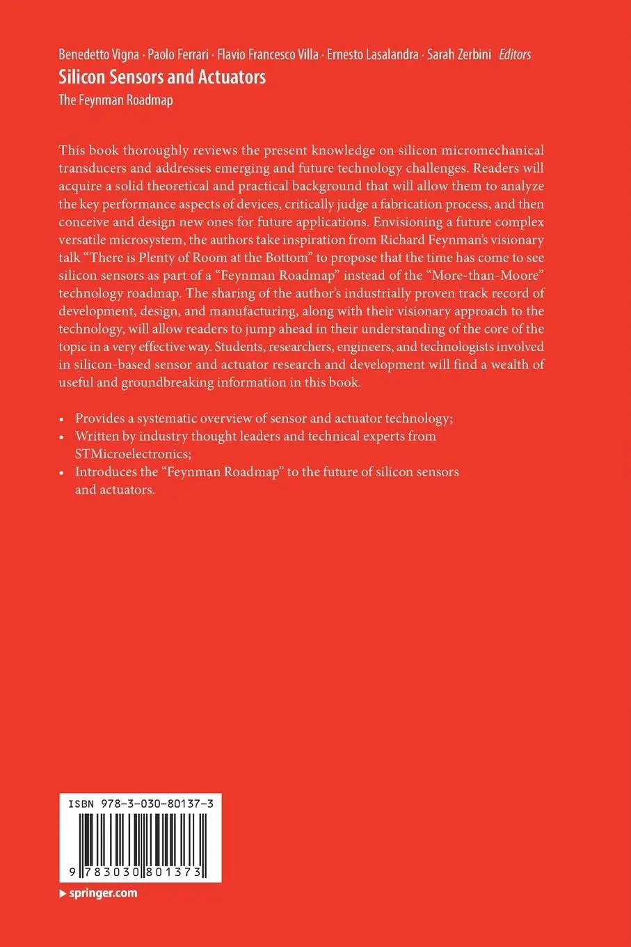 Rückseite: 9783030801373 | Silicon Sensors and Actuators | The Feynman Roadmap | Vigna (u. a.)
