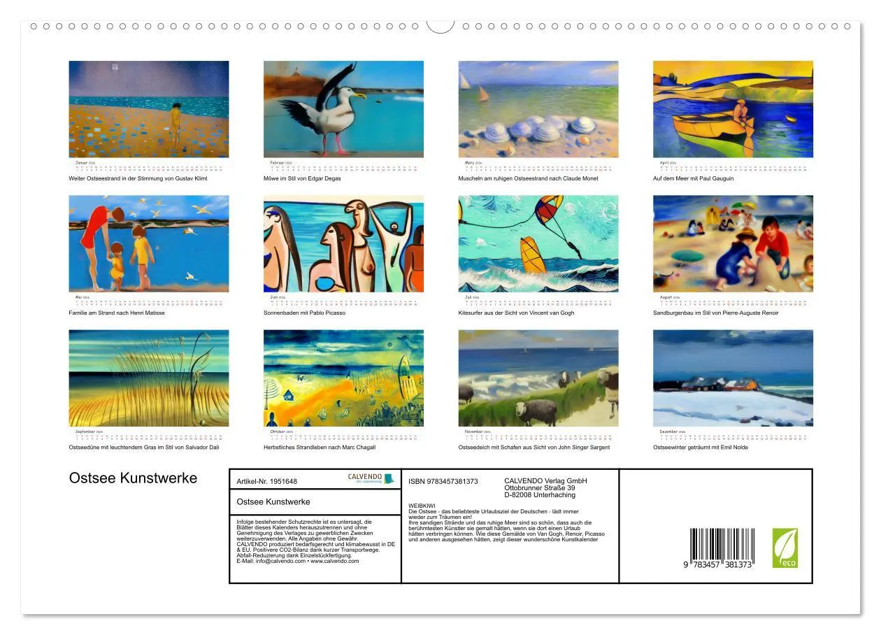 Bild: 9783457381373 | Ostsee Kunstwerke (hochwertiger Premium Wandkalender 2026 DIN A2...