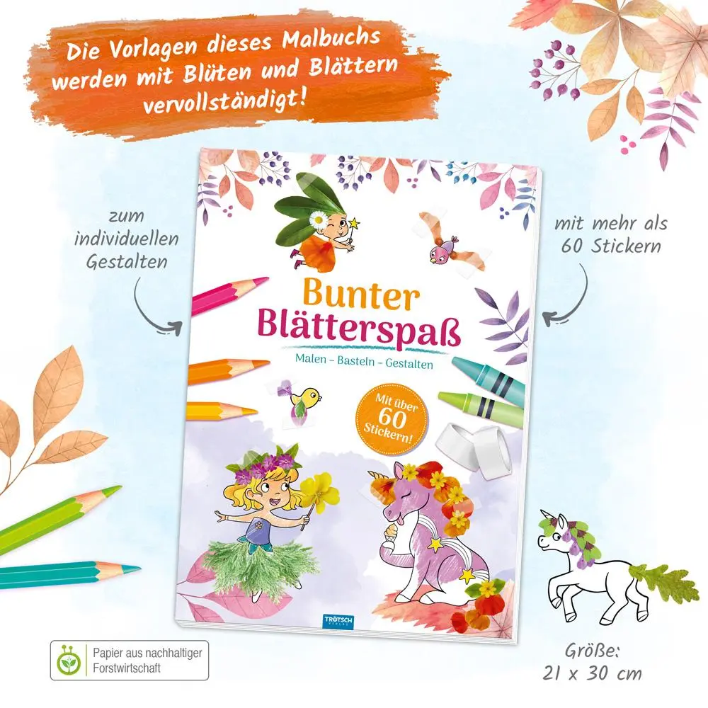 Bild: 9783988021373 | Trötsch Malbuch Bastelbuch Bunter Blätterspaß Feen Malen Basteln...