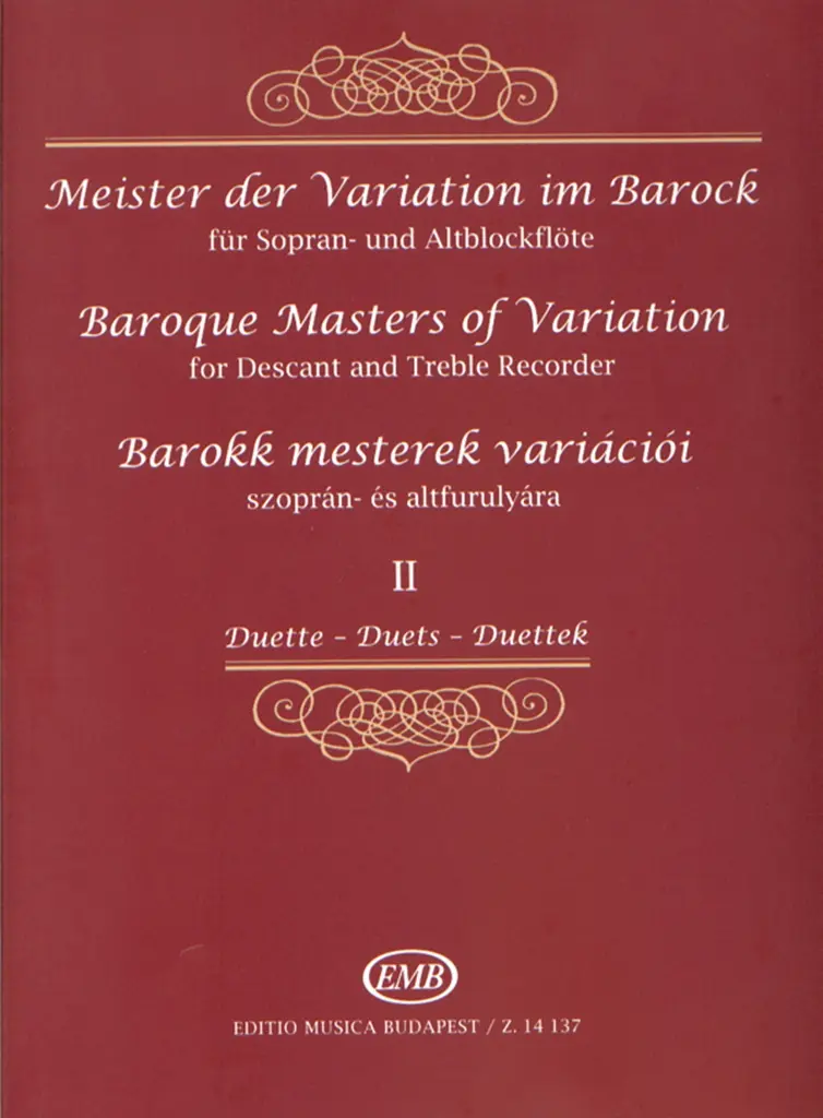 Cover: 9790080141373 | Meister der Variation im Barock Band 2 für 2 Blockflöten (SA) | Duette