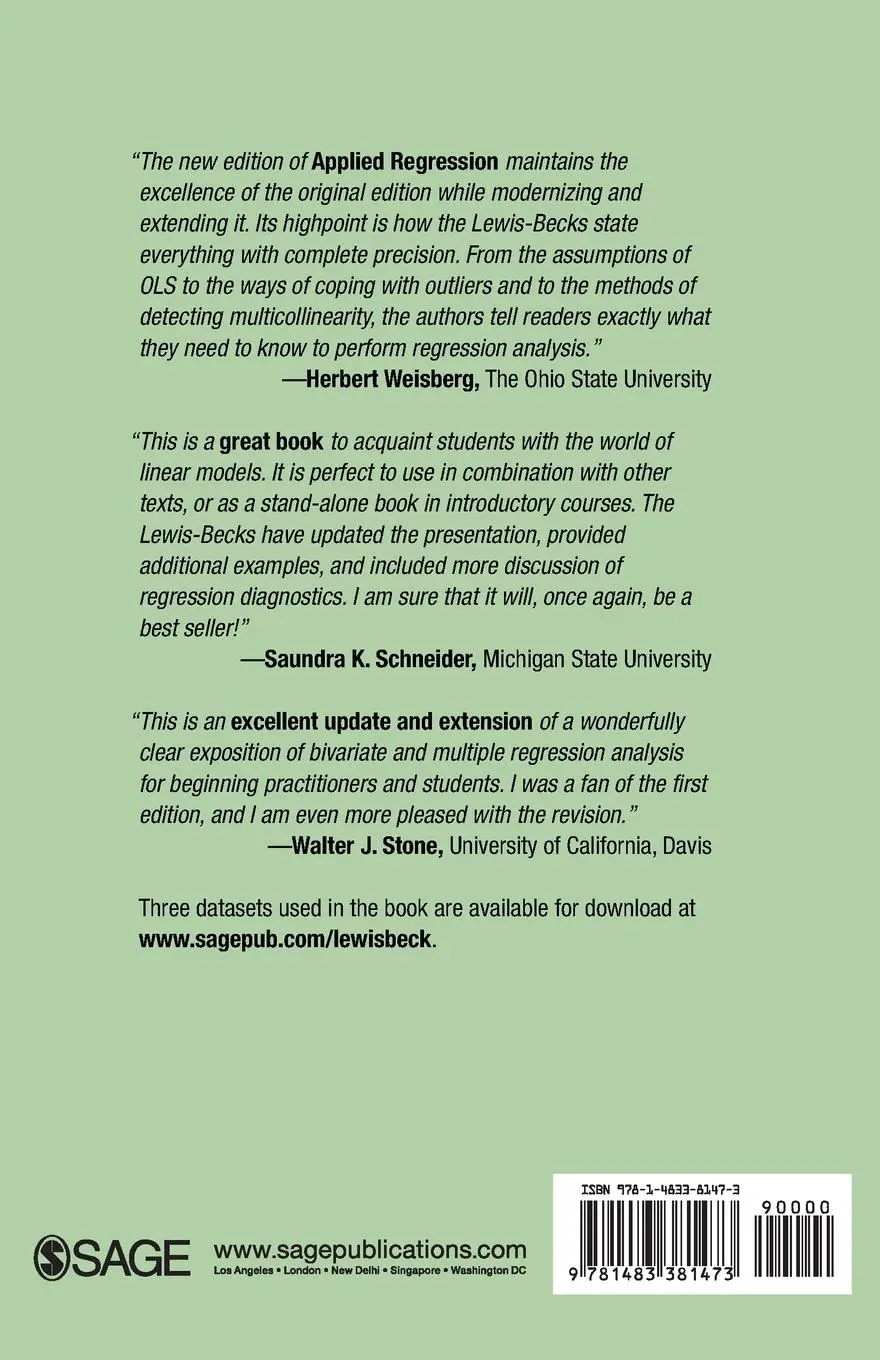 Rückseite: 9781483381473 | Applied Regression | An Introduction | Colin Lewis-Beck (u. a.) | Buch