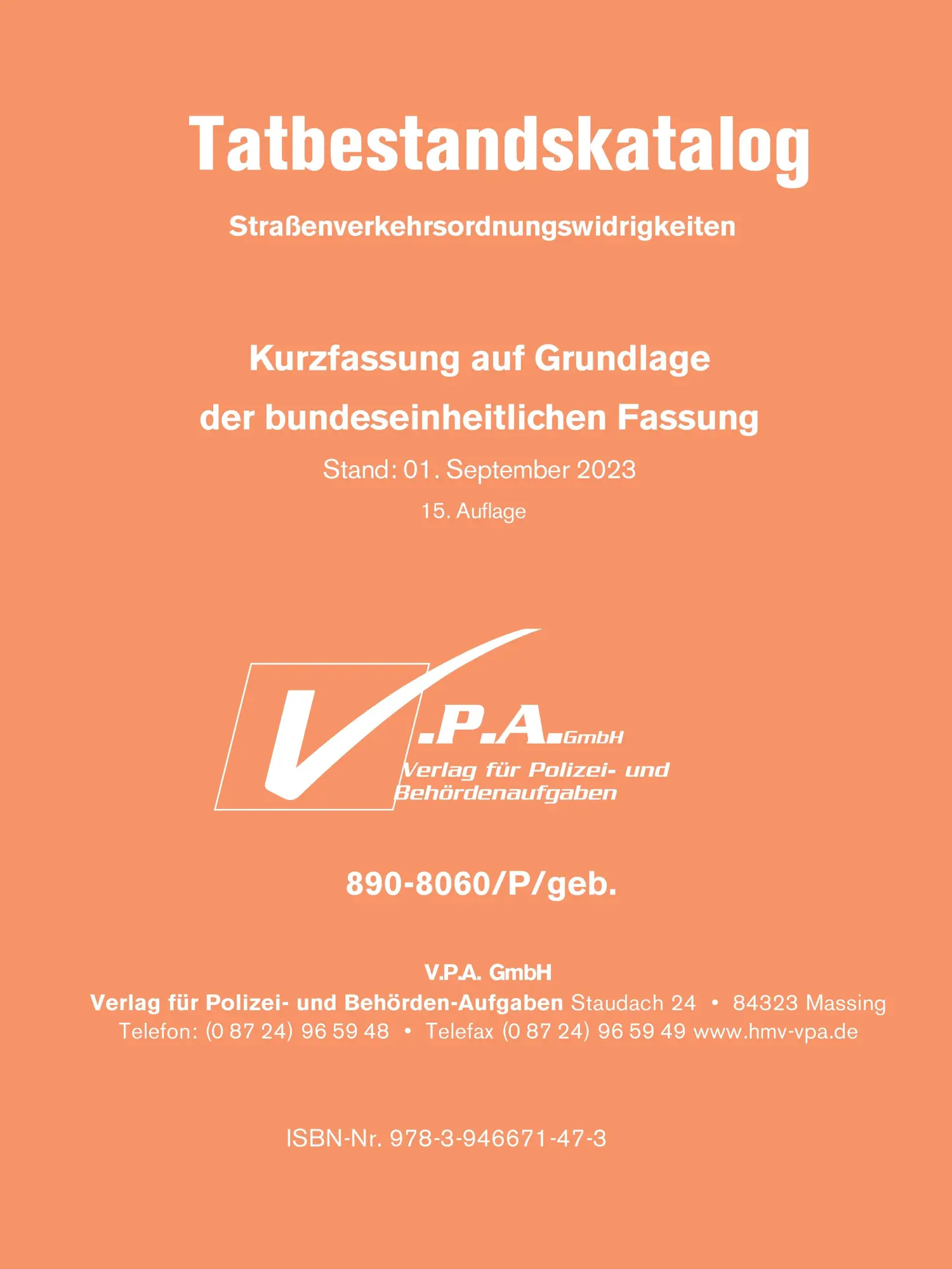 Cover: 9783946671473 | Bundeseinheitlicher Tatbestandskatalog Polizeifassung, gebunden | V.