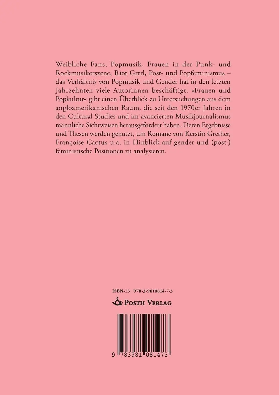 Rückseite: 9783981081473 | Frauen und Popkultur | Maren Volkmann | Taschenbuch | 480 S. | Deutsch