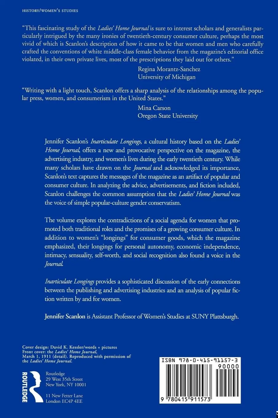 Rückseite: 9780415911573 | Inarticulate Longings | Jennifer Scanlon | Taschenbuch | Englisch