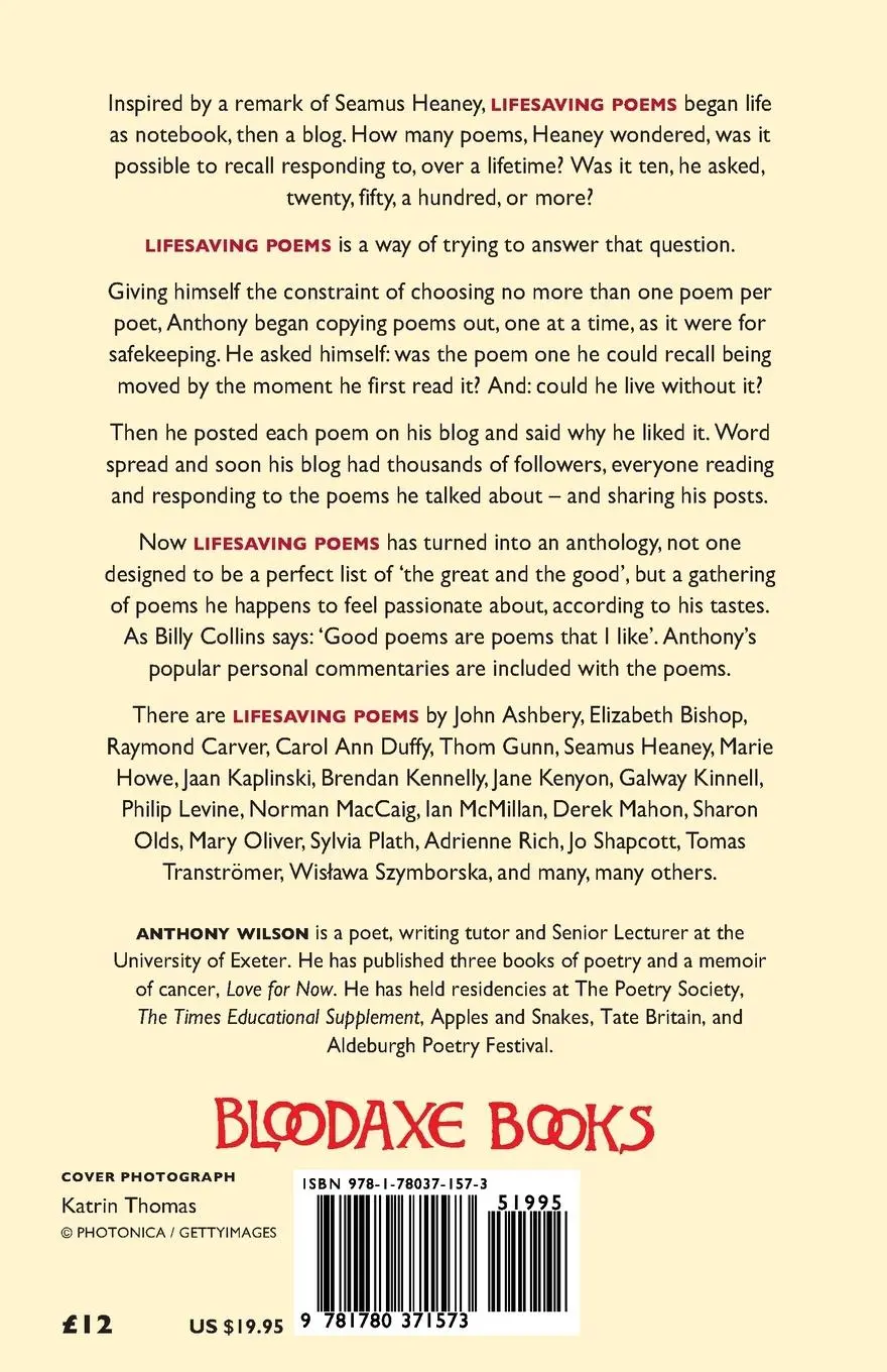 Rückseite: 9781780371573 | Lifesaving Poems | Anthony Wilson | Taschenbuch | Englisch | 2015