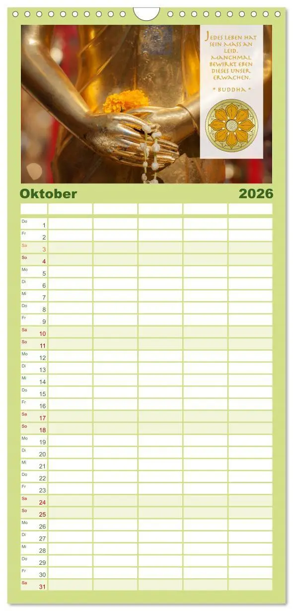 Bild: 9783516521573 | Familienplaner 2026 - BUDDHA im GLÜCK - Weisheiten aus Asien mit 5...