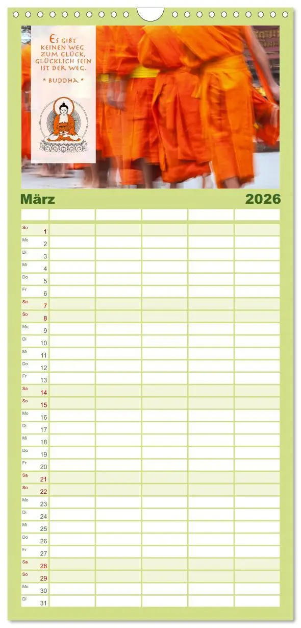 Bild: 9783516521573 | Familienplaner 2026 - BUDDHA im GLÜCK - Weisheiten aus Asien mit 5...