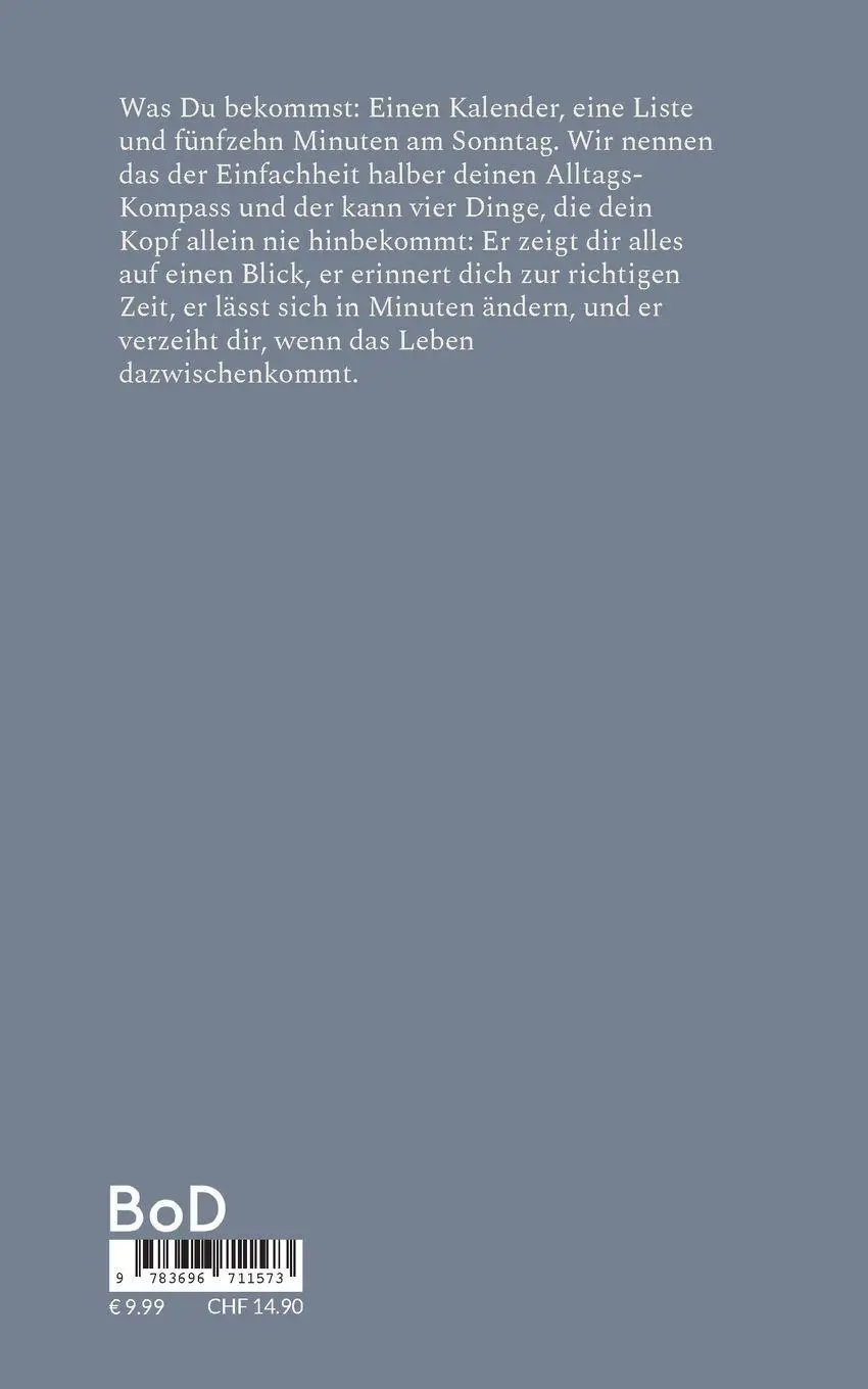 Rückseite: 9783696711573 | Dein Alltag. Geregelt. | Ein Kalender, eine Liste, fünfzehn Minuten.